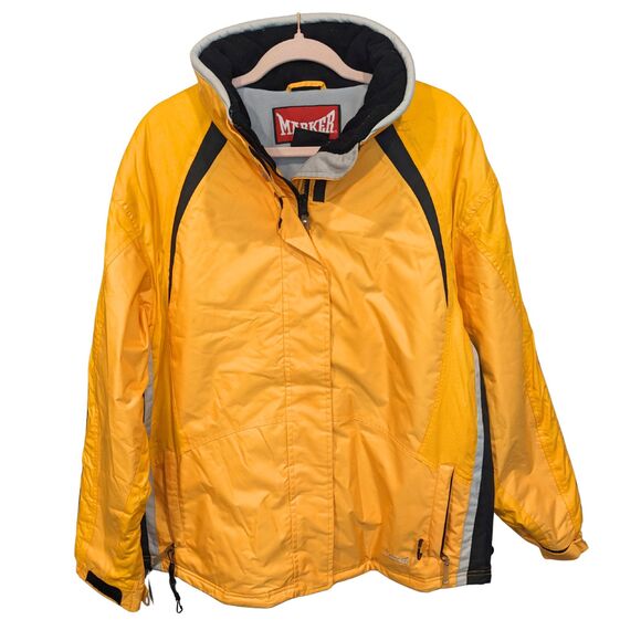 Women's Marker Insulated Snow Coat Size 14 Full Zip Cord Locks Yellow Ski Jacket - Picture 1 of 8